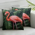 thumbnail image 2 of ARISTURING  Tropical Flamingo Throw Pillow Cover Kids Jungle Palm Tree Pillow Cover 2pcs,Cute Wild Animal Accent Pillow Case Romantic Bird Animal Theme Square Pillow Case for Sofa,Green Pink, 2 of 6