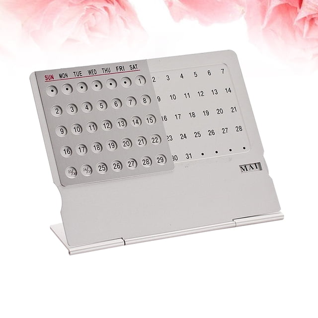 OULII 1Pcs Mini Calendar Aluminium Perpetual Agenda Organizer for Home Office on Desk
