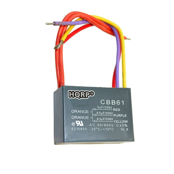HQRP Ceiling Fan Capacitor CBB61 5uf 6.5uf 6.5uf 5-Wire