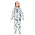 thumbnail image 2 of Fluffy Pajamas Set Fuzzy Winter Warm Pj Sets Pullover Tops and Long Pants Soft Gray Leaves Medium, 2 of 8