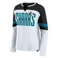thumbnail image 2 of Women's Fanatics White/Black San Jose Sharks Frozen Long Sleeve Notch Neck T-Shirt, 2 of 3