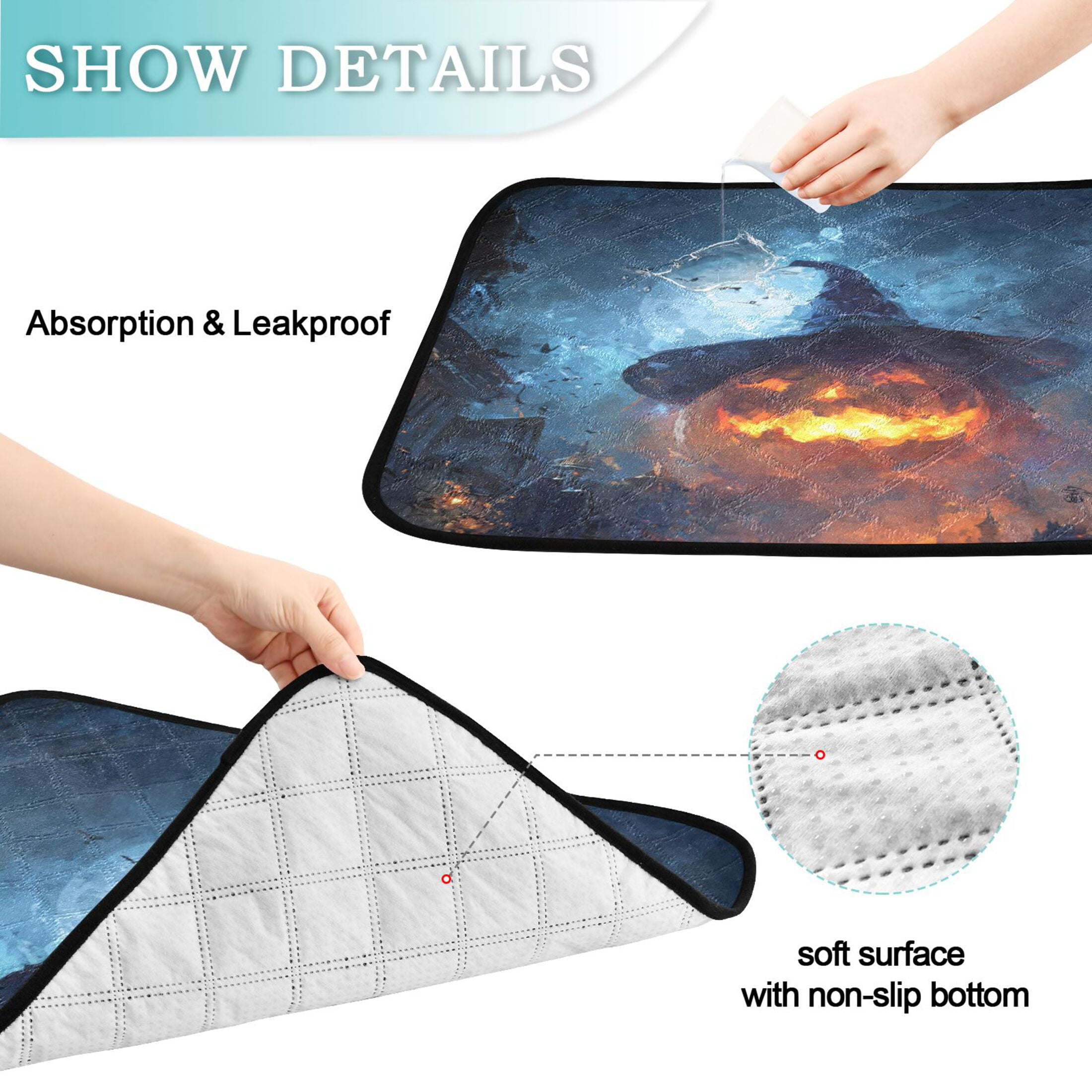 Qxltty Giant Pumpkin Cat litter Pads Pet Set of 3 Diaper Mats Center Anti-leakage Layer Absorbent Soft and Comfortable