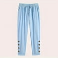 thumbnail image 4 of FRSASU Women's Casual Pants Loose Fit Style Cotton Linen Ankle Trousers Summer Baggy Slacks Sky Blue, 4 of 8