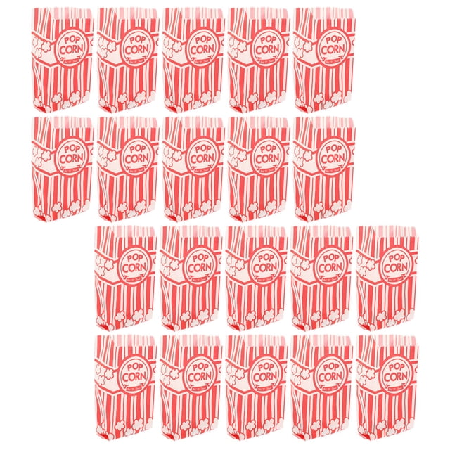 GARVALON 20Pcs Red Popcorn Boxes Bulk Foldable Grease Proof Paper Bags for Movie Night and Parties
