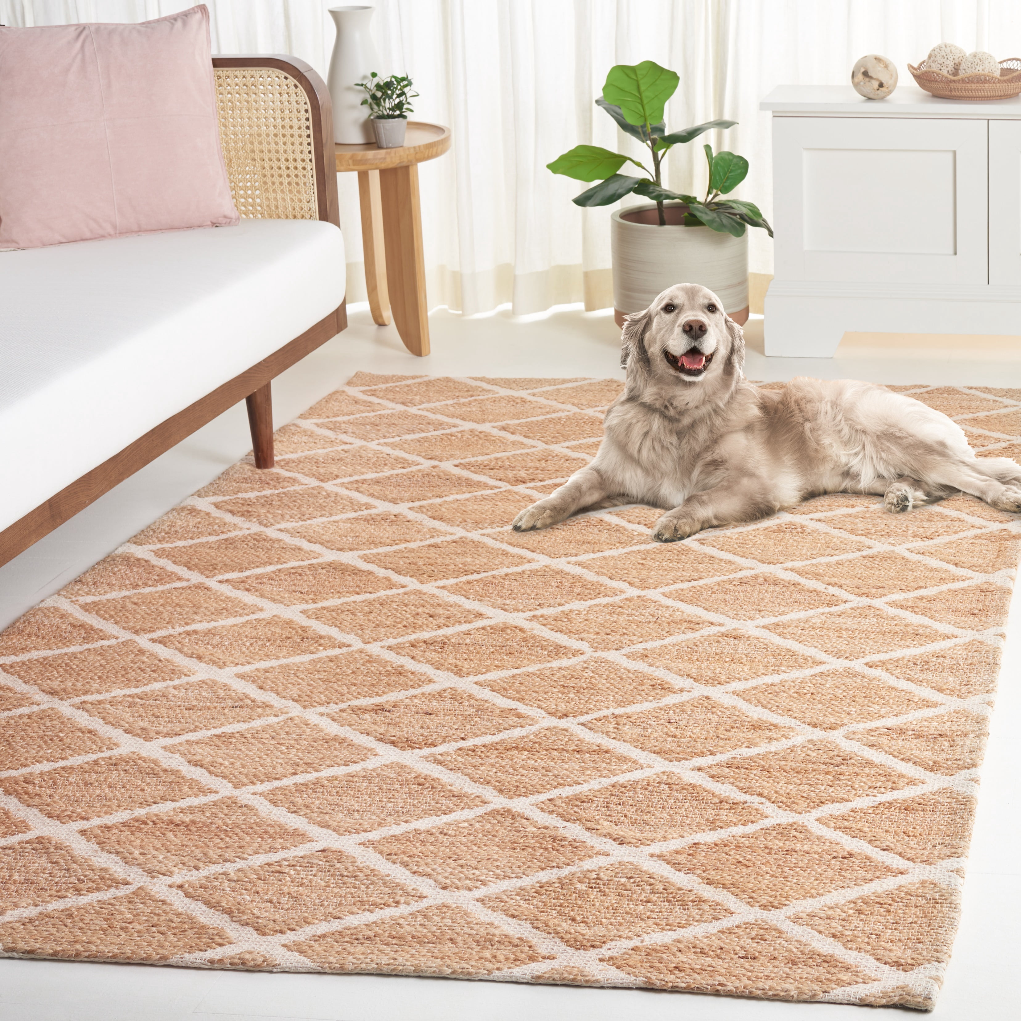 SAFAVIEH Natural Fiber Mike Geometric Area Rug, Natural/Ivory, 5' x 8'