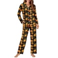 thumbnail image 4 of FOR U DESIGNS Thanksgiving Pumpkin Womens Nightwear Sets Button Front 2 Piece Long Sleeve Button Up Pajamas for Women Size 2XL Button Down Jogger Loungewear Pjs, 4 of 6