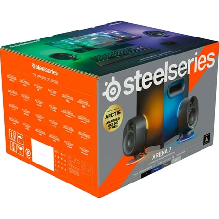 SteelSeries - Arena 7 2.1 Bluetooth Gaming Speakers with RGB Lighting (3 Piece) - Black