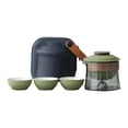 thumbnail image 4 of Mini viajes de cerámica TEAT Juego de té de vidrio al aire libre 1 olla 3 tazas de téware para la oficina de senderismo del día de la casa del día del Gris, 4 of 8
