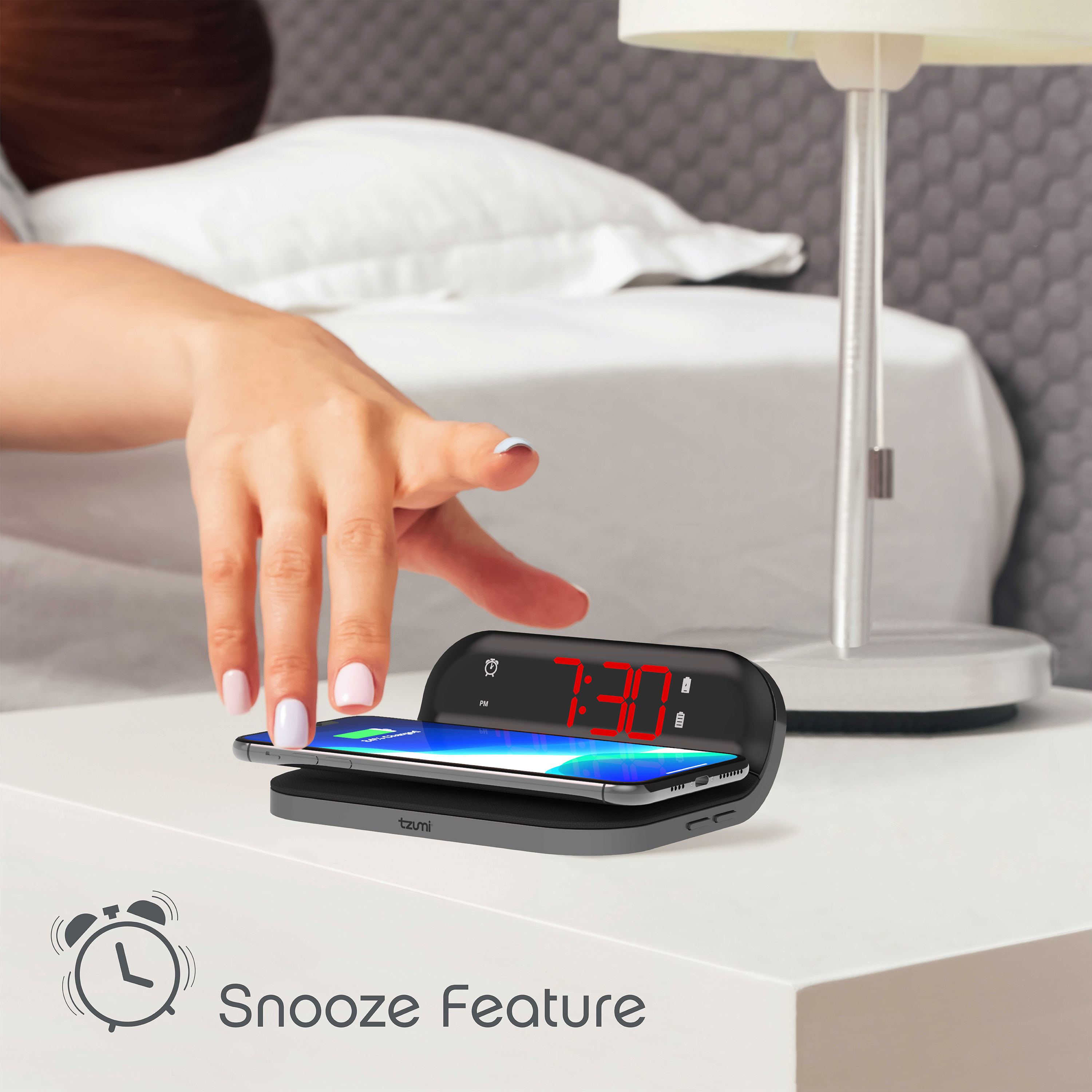 Tzumi Wireless Charging Alarm Clock Walmart Com Walmart Com