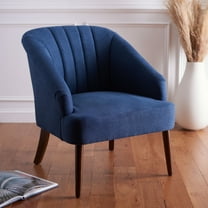 Safavieh Quenton Mid-Century Wood and Fabric Dining Arm Chairs, Navy