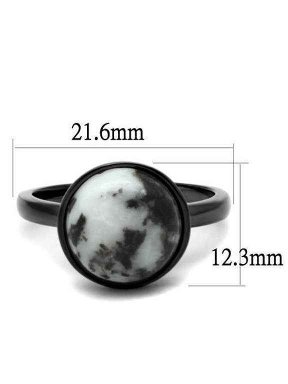 TK2902 - IP Light Black (IP Gun) Stainless Steel Ring with Semi-Precious Hematite in Multi Color