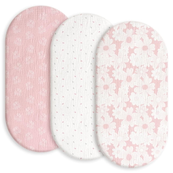Sábanas para cuna GLQUEN BABY, muselina y algodón, paquete de 3 unidades, 33 x 43 cm, color rosa