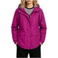 thumbnail image 6 of hoksml Women's Waterproof Hooded Rain Jacket Lightweight Windproof Drawstring Coat Outdoor Travel Daily, 6 of 9