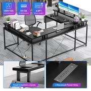 Jojoka LED Lights Monitor Stand & Storage Bag U-Shaped Gaming Desk, Black