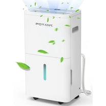POYANK 4500 Sq. ft Max 75 Pint Dehumidifier for Basement, Dehumidifiers with Drain Hose for Home Bedroom Bathroom Large Room, Auto Defrost& Drain, 24H Timer, 1.59 gal Water Tank, Dry Clothes