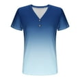 thumbnail image 7 of Scyoekwg Womens Tops Hide Belly Tunic Summer Short Sleeve T Shirts Button V Neck Dressy Casual Loose Blouses for Leggings (Blue,L）, 7 of 7