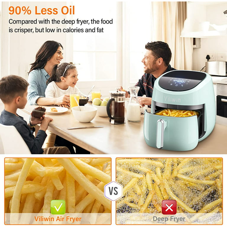  Cosori Mini Air Fryer 2.1 Qt, 4-in-1 Small Airfryer, Bake,  Roast, Reheat, Space-saving & Low-noise, Nonstick and Dishwasher Safe  Basket, 30 In-App Recipes, Sticker with 6 Reference Guides, Gray : Hogar