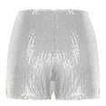 thumbnail image 5 of Women's Sequins Shorts High Waisted Sparkly Vintage Short Pants Slimming Straight Leg Club Party Short Pants White,XL, 5 of 6