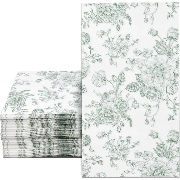Gift Boutique Sage Green Floral Disposable Paper Napkins