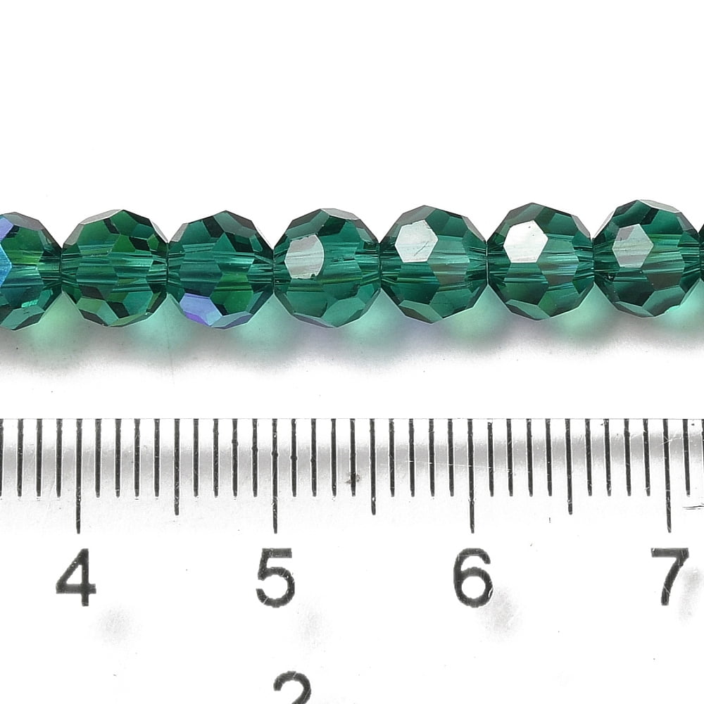 20Strand Electroplate Transparent Glass Beads Strands Faceted Round Rainbow Plated Sea Green 6mm Hole: 1mm 98~100pcs/strand 20.39~20.59 inch(51.8~52.3cm)