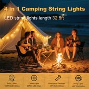 Rechargeable Camping String Lights 32.8ft Outdoor LED Lights with RGB & Warm White