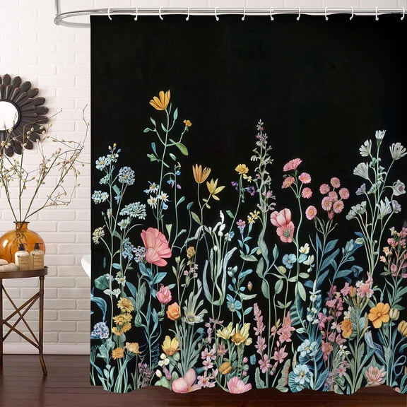 Daisy Shower Curtain for Bathroom, Rustic Floral Farmhouse Flower Spring Bath Curtains, Country Nature Botanical Decor Shower Curtain Set with Hooks, 60x72in