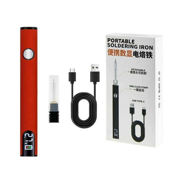 USB-C Soldering Iron with LED Display & Adjustable Voltage - Portable 510-Thread Connector for Electronics Repair, 650mAh Fast Heating