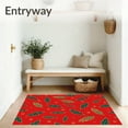 thumbnail image 3 of ODIKA 4'x6' Machine Washable Non-Slip Area Rug, Modern Interlocking Christmas Ornaments and Holly Leaf High Traffic Rug with Pad, Red, 655914, 3 of 8
