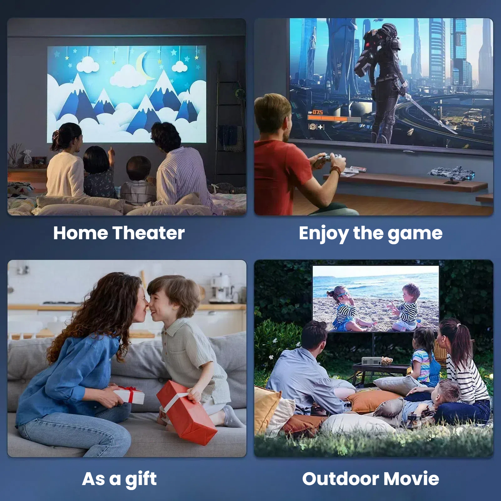 [Electric-Focus] GCZ 1080P Projector with WiFi and Bluetooth, Support 4K, Portable Home Projector with HDMI