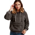 thumbnail image 2 of Flannel Cat Dog Pet Pouch Hoodie for Women, Pullover Sweatshirt with Front Carrier Pocket and Drawstring Hood, 2 of 5