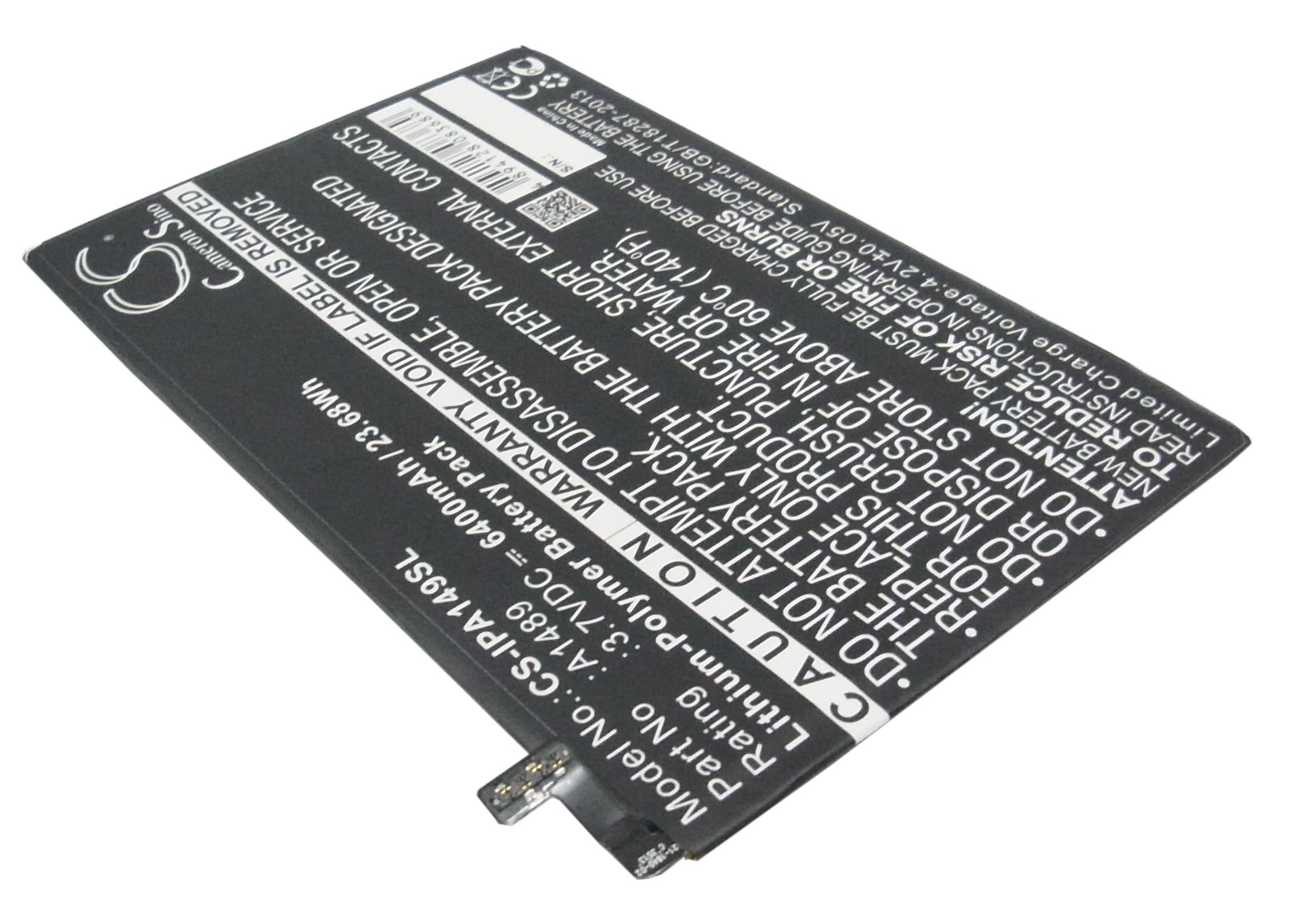Replacement Battery for Apple A1489,A1490,A1599,A1600,A1601,iPad Mini 2,iPad Mini 3,iPad Mini 3 3G,iPad Mini 3 WiFi,PN:A1489,A1512,6400mAh