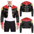 thumbnail image 6 of Aislor Mens Matador Long Sleeve Open Front Jacket Mariachi Role Play Cropped Coats Black XXL, 6 of 7