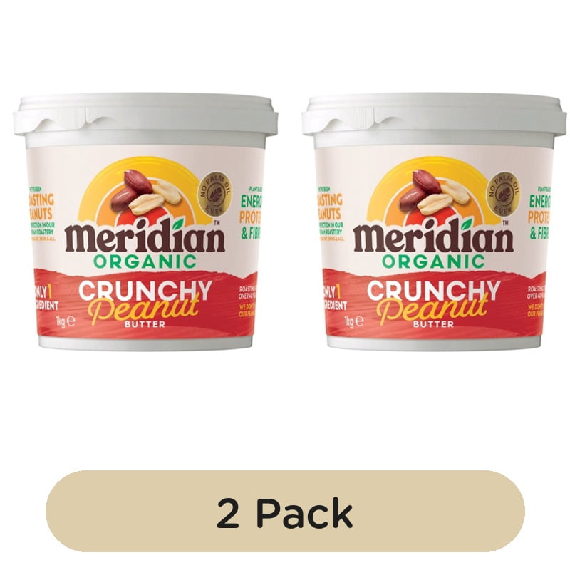 Meridian Organic Crunchy Peanut Butter 100% Nuts 1kg, British Import (Pack of 2)