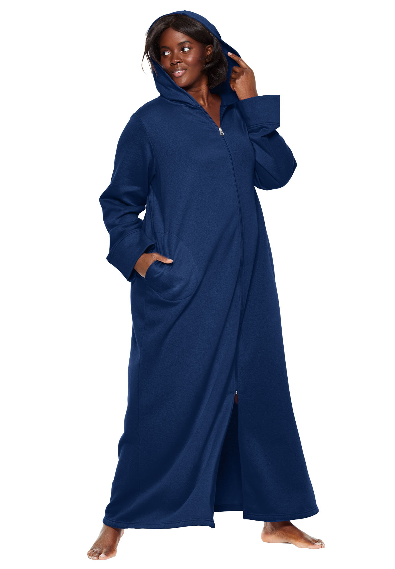 Dreams And Co Plus Size Hooded Fleece Robe 