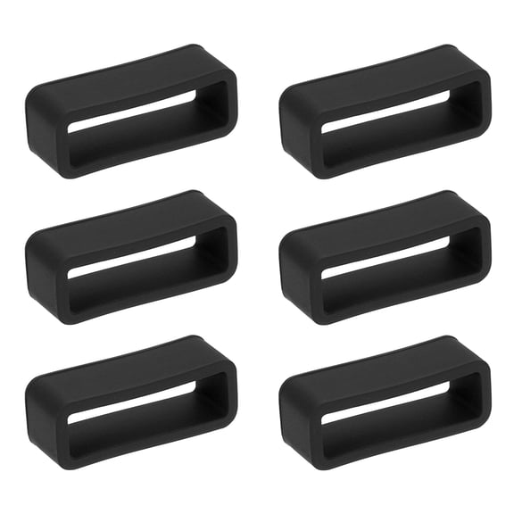 Uxcell 6pcs Watch Band Loops 20mm Silicone Watch Band Keeper Replacement Watch Strap Holder Retainer Wristwatch Strap Fastener Rings, Black