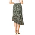 thumbnail image 3 of MODA NOVA Junior's Leopard Print Ruffle Trim Chiffon A Line Midi Skirt Green 11, 3 of 5