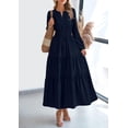 thumbnail image 3 of Vestido PRETTYGARDEN 2025 Maxi de Manga Larga con Escote en V Azul Oscuro Talle S, 3 of 7