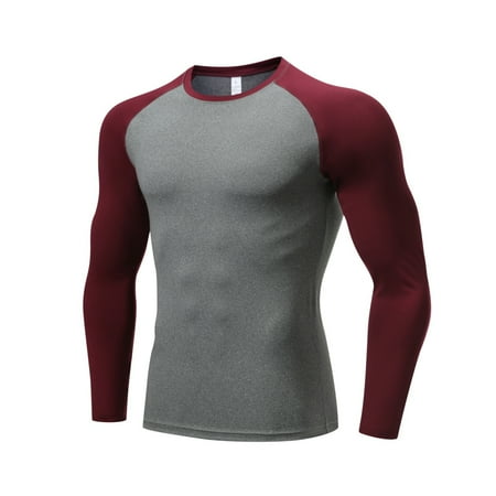 Men s UPF 50+ Long Sleeve Compression Shirts Base Layer Athletic Workout Shirt Active Sports T-Shirt Gym Tops