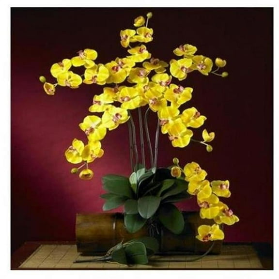 Nearly Natural 2044-GD Phalaenopsis Silk Orchid Flower with Leaves 6 Stems