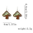 thumbnail image 5 of Acrylic Mushroom Hook Earrings Wood Cut Design Green Clear Lightweight Dangle Jewelry for Women Nature Style Accessory, 5 of 5