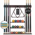 thumbnail image 1 of Billiards Xpress Pool Cue Rack - Pool Stick Holder Wall Mount With 16 Ball Holders & 6 Pack Of Chalk - Rubber Circle Pads & Large Clips Prevent Damage - Man Cave Billiard Table Accessories (Mahogany), 1 of 1