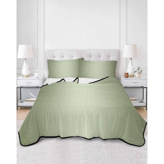 Quilts Queen Size, Sage Green Ombre Soft Comforter Bedding Set for Bed, Modern Gradient Abstract Art Lightweight Quilted Bedspread with Pillow Cover(2 Pieces) for All Season, 90x96 Inch
