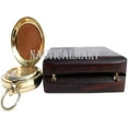 thumbnail image 3 of NauticalMart  Handmade Brass Push Open Compass  with Wooden Case, Pocket Compass, Gift Compass, 3 of 4