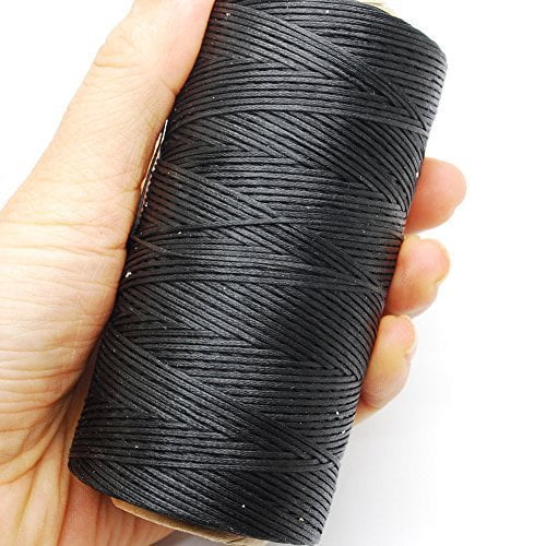 Flexzion Flat Waxed Thread 284Yard 1mm 150D Spool Wax String Cord Sewing Craft Tool Portable for DIY Handicraft Leather Products Beading Hand Stitching Beige