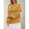thumbnail image 6 of The Shoulder Sweater for Women Fall Winter Oversized Pullover Lantern Long Sleeve Soft Knit Sweater Top Dark Yellow L, 6 of 8