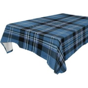SKYSONIC 60”x90" Square Tablecloth with Blue Black Tartan Plaid Scottish Prints, Anti-Wrinkle and Smooth Table Cloth for Kitchen/Home Decoration