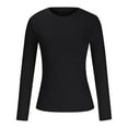thumbnail image 5 of larppty Women 2025 Fall Clothes Long Sleeve Shirts Ribbed Knit Fitted Basic Tee Going Out Tops Casual Outfits (Black, S), 5 of 6