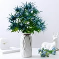 thumbnail image 3 of Viworld Blue Artificial Thistle Flowers Bouquet 4 Packs 26 inches 3 Heads Fake Plants for Home Wedding Kitchen Office Nursery Decor, 3 of 7