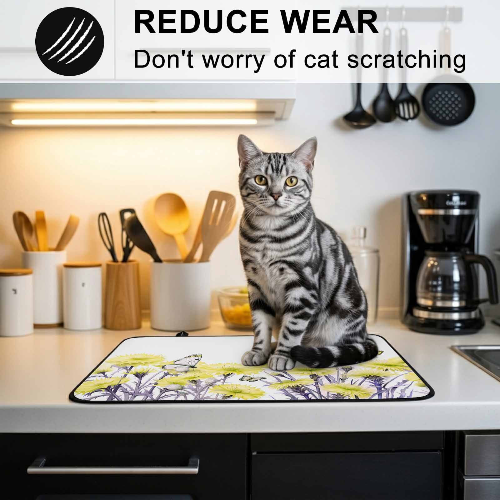 Yellow Spring Floral Stove Top Cover for Electric Stove, Heat-proof & Non Slip Glass Top Stove Cover Protector, Watercolor Summer Botanical Elegant Kitchen Flat Cooktop Rubber Mat 24x21 Inches