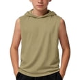 thumbnail image 6 of BRGZLK Boys Athletic Tank Tops 2026 Sleeveless Pullover Hoodies Camisole Summer Breathable Comfortable Sports Workout Basic T-Shirt for Daily Khaki 5-6 Years, 6 of 6